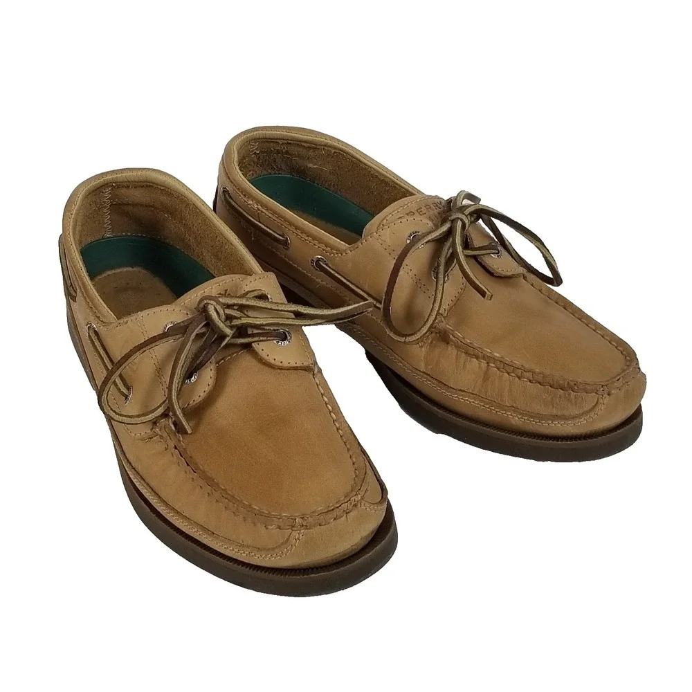 Sperry Top-Sider Boat Shoe Mens 9M  Mako 2-Eye Canoe Moc Oak tan 0764043